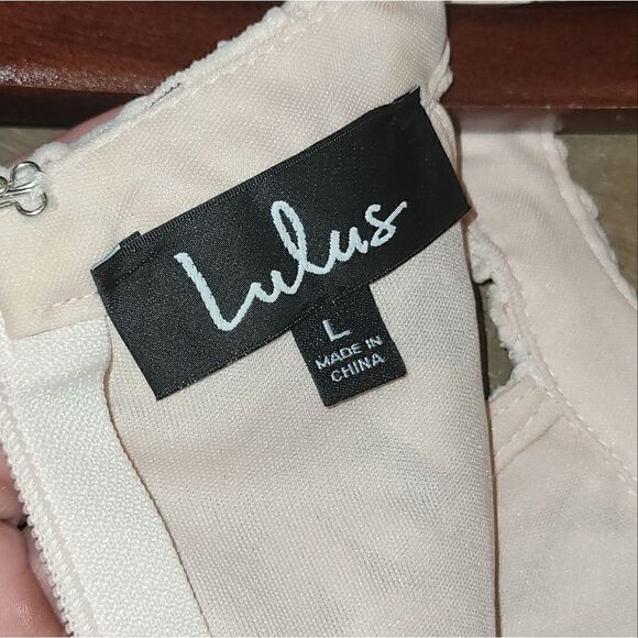 NWOT Lulus Love Poem Blush Pink Lace Crochet Look Mini Dress L - Picture 15 of 16